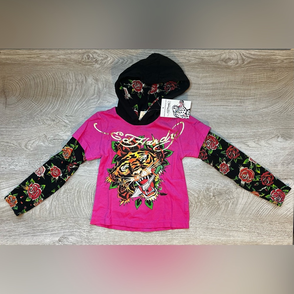 Girls Ed Hardy Long Sleeve Shirt, Layered Style Look. New With Tags, Size 4